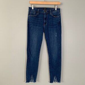 Just black denim made in USA‎ ankle fringe detail skinny stretch denim jeans